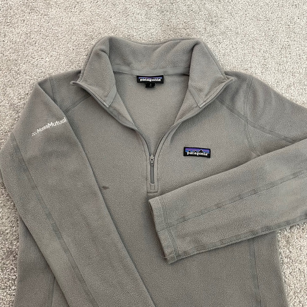 Patagonia Micro D 1/4 Zip Fleece Pullover Womens Small Gray MassMutual Logo